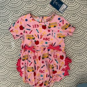 Ruffle Butts Pink School-Themed Bodysuit